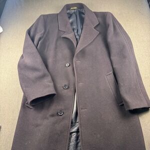 Battaglia Milano Mens Wool Cashmere Overcoat Navy Blue Made in Italy 38R 1130